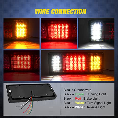 Nilight 2PCS Trailer Tail Light Kit 40 LED Running Brake Turn Signals Reverse lights Waterproof for 10-30V Truck RV UTV Camper Van Boat - color: 2Pcs 40LED Trailer Tail Light