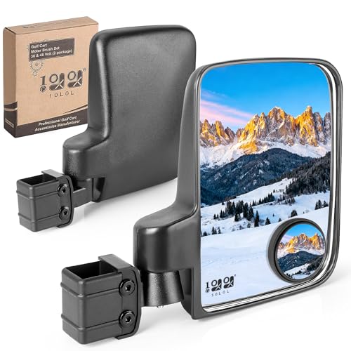 10L0L Golf Cart Mirrors with Blind Spot Mirrors No Drilling 180° Foldable, HD Shatterproof Glass Mirrors for for Yamaha EZGO Club Car - color: Blind Spot Mirrors