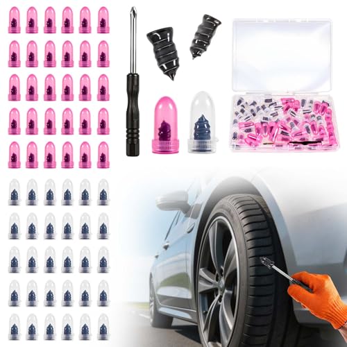 61 PCS Tire Repair Rubber Nail, Vacuum Tire Repair Kits Spiral Rubber Nails, Tire Screw Plug Fast Tool Self Service Tire Repair Nail for car, Motorcycle, Truck, Tractor Tire Puncture Repair | tire repair plugs kit for car, motorcycle, truck, tractor No gl