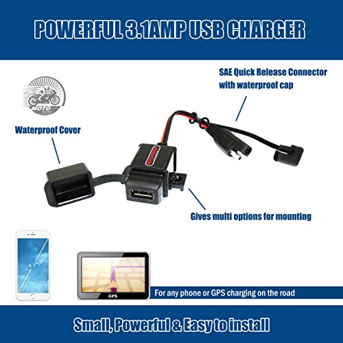 MOTOPOWER MP0609AA 3.1Amp Motorcycle USB Port Kit SAE to USB Adapter Cable with SAE Cap - color: c) - SAE USB Adapter & Terminal Harness W/ Caps