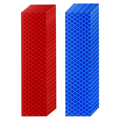 HARFINGTON Reflective Tape High Visibility Adhesive Stickers Outdoor Waterproof for Trailer Bike Car Motorcycle Helmet Mailbox - color: Blue Red