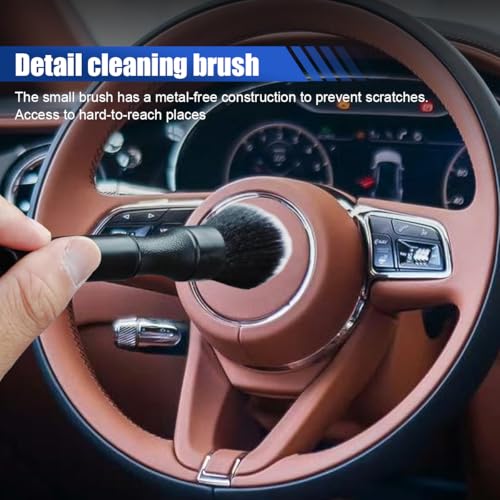 2PCS Car Detailing Brushes, Ultra Soft Bristles Dusting Brushes with Storage Rack, Curveball XL Synthetic Brushes, Covers Large Area Cleaning Tool for Inside or Outside Vehicles (Grey) - color: Grey