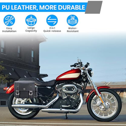 20L Motorcycle Saddlebags Water-Resistant Storage for Harley Sportster Softail Dyna Honda Shadow, Quick-Attach Remove Design with Bottle Bags, Universal Fit Large Capacity Luggage Bags (Black)