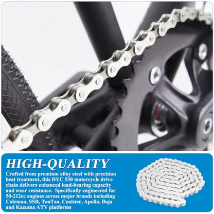 530 X-Ring 120 Links Drive Chain Universal Kit for 50/70/90/110/125/196/212cc Engines Fits SSR TaoTao Coolster Baja ATVs Mini Bikes Dirt Bikes Go-Karts and Includes Chain Breaker Tool