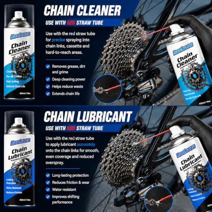 Chain Cleaner Kit for Motorcycle & Bicycle, with Chain Cleaner & Lube, Brushes, Gloves, Tools – Complete Cleaning & Lubricating Set for All Bikes, Street Bikes, Karts, Smooth Drive Train