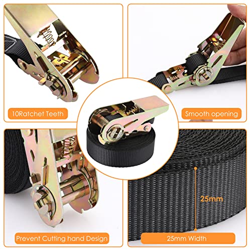 LIFERUN 10 Pack 1" x 20' Ratchet Straps Heavy Duty, 1760lbs Break Strength Endless Ratchet Strap, NO Hook, Tie Down Straps for Motorcycles, Goods, Luggage,Black - color: Black