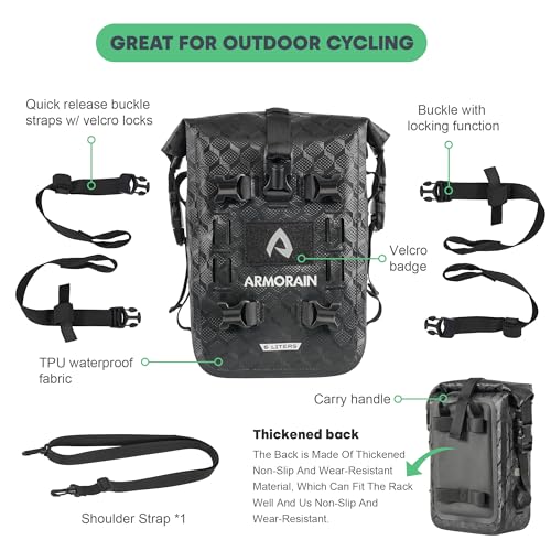 Motorcycle Crash Bar Bag Waterproof Storage Capacity 6L/8L Bumper pack Fender pouch Universal motor kit bags (6L Black Imitation Carbon Fiber) - color: 6L Black Imitation Carbon Fiber