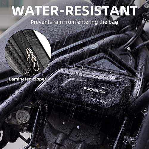 ROCKBROS Motorcycle Crash Bar Bags EVA Hard Shell Waterproof Dirt Bike Tool Bag - color: Black-left