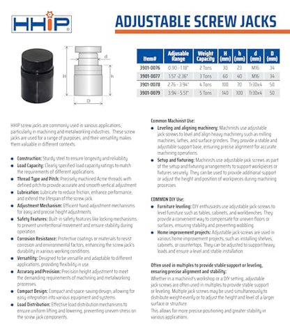 HHIP-3901-0078 Adjustable Screw Jacks (Various Adjustable Ranges 23-30mm to 100 to 140mm) - size: Adjustable Range 70-100mm