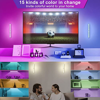 Remote Control RGB Lights Under Cabinet Lighting Rechargeable, 48-LED Wireless Kitchen Counter Lights Closet Light RGB Bar Perfect for Indoor Pantry Display Shelf Hallway 1 Pack, 15 Color Changing - style: 1 Pack