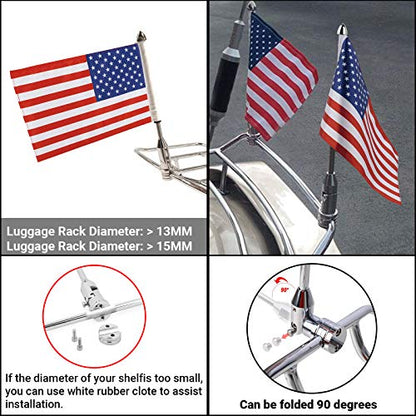 GUAIMI Motorcycle Folding Flag Mounts Adjustable Flag Pole with Texas State Flag (American Flag) - color: American Flag