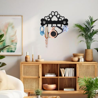 MAYJOYDIY Love Dog Paws Metal Key Hook Puppy Bones Heart Coat Rack Wall Mounted 15.7×8.7inch Art Wall Decor Key Holder Organizer Rack with 6 Hooks for Gift Coats Hats Towels Bags Hanging - style: Love Dog Paws