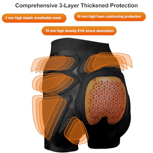 Protective Padded Shorts Crash Pad, PU Hip Butt Pads Impact Gear for Youth Ladies Women, Tailbone Protection Pad for Ski Snowboarding Skating Skateboard - size: Small
