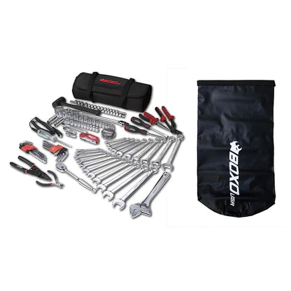 Boxo USA Combo Tool Roll 82-Piece Metric and SAE Tool Roll and Dry Bag - Compact Organizer for Tools - size: 82-Piece Metric and SAE