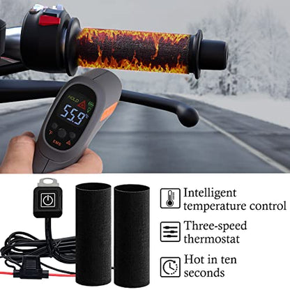 12V Motorcycle Heating Handle Cover Intelligent Three Speed Temperature Adjustment Handlebar Cover Winter Electric Heated Handlebar Cover Motorcycle Handlebar Warmer