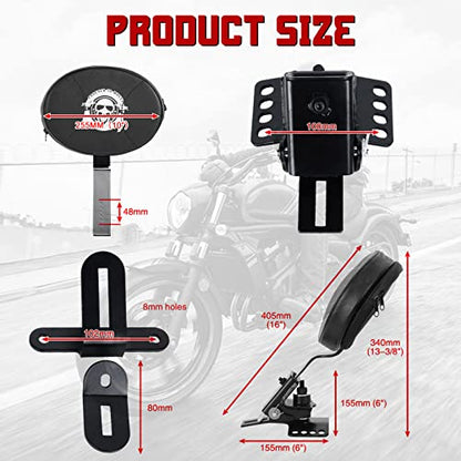 INNOGLOW Motorcycle Backrest - Adjustable Detachable Plug-In Driver Rider Backrest Black Back Rest Pad Fit for Harley Davidson Touring Electra Glide Road Glide Street Glide Road King - color: Style-1/Chrome Arm(with skull printed)