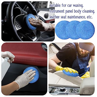 Tanlade 50 Pcs Car Detailing Microfiber Applicator Pad Wax Applicator Wash Microfiber Pads, 5 Inch Diameter (Blue) - color: Blue