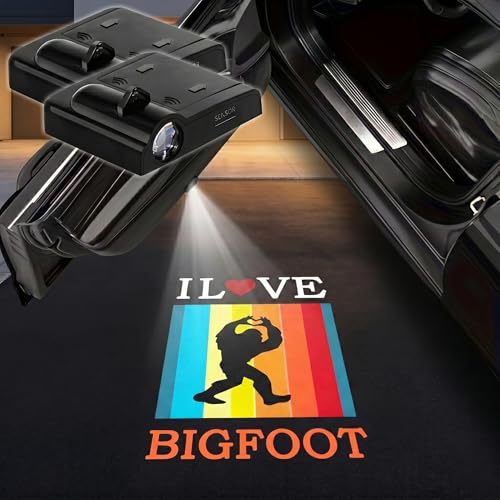 2PCS I Love Bigfoot Car Door Lights Projector, Magnetic Sasquatch Logo Projector Door Lights, Wireless LED Welcome Puddle Light, I Love Bigfoot Car Accessories, Gifts for Women Men, Fit All Vehicles - color: I Love Bigfoot