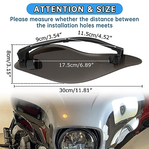 Fairing Air Deflectors, PSLER Fairing Side Wing Windshield, Fairing Side Shield, Adjustable Wind Deflectors for Electra Glide Street Glide Trike 2014-2023, Smoke
