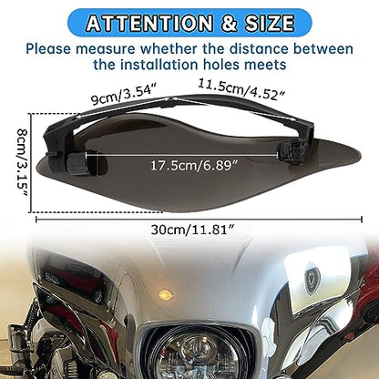 Fairing Air Deflectors, PSLER Fairing Side Wing Windshield, Fairing Side Shield, Adjustable Wind Deflectors for Electra Glide Street Glide Trike 2014-2023, Smoke