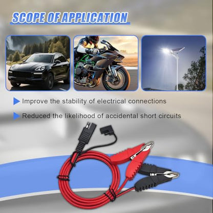 3.2FT 12V 14AWG Alligator Butterfly Clip to SAE Connector, Battery Charging Wire for Car Solar Power, Quick Release Adapter Extension Cable with Clamp, Fit for Car, Motorcycle (ButterflyClip) - size: ButterflyClip