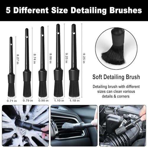12Pcs Wheel Brush Kit for Cleaning Wheel and Tire, Wheel and Rim Brush, Car Detailing Brushes, Tire Brush, Bendable & Durable Car Wheel Rim Cleaner Brush Set,Car Detailing Cleaning Brush Supplies Kit - color: Black