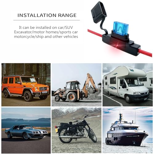 Waterproof in-line Maxi LED Fuse Holder, 8 AWG for Automotive, (2 Pack) Marine Blade Fuse Holder with Waterproof, Golf Cart Lighting, Electrical Circuits - style: LED Maxi