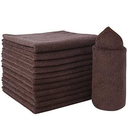 SINLAND Absorbent Microfiber Dish Cloth Kitchen No Streak Cleaning Cloth Dish Rags Lens Cloths 12 Inch X 12 Inch 12 Pack Dark Brown - color: Dark Brown