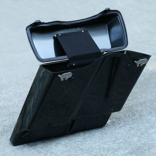 XMT-MOTO 5" Vivid Black Stretched Extended Hard Saddlebags Fit for 1993-2013 Harley Touring Models FLT FLHT FLHTCU FLHRC Road King Road Glide Street Glide Electra Glide Ultra-Classic - color: Gloss Black/Chrome Latches, size: Stretched