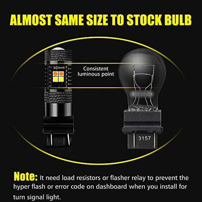 AUXLIGHT 3157 3057 4157 3155 3457 Switchback LED Bulbs 16SMD Chipsets Parking Lights/Daytime Running Lights/DRL and Turn Signal Lights with Projector replacement, White/Amber (Pack of 2) - size: 3157