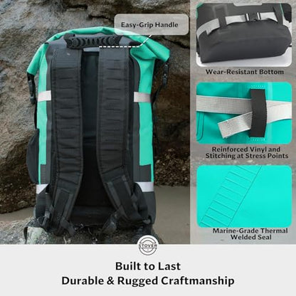 STOVER 5/10/25/30/40/55L Waterproof Dry Bag- Roll-Top Backpack w/Phone Case- Kayaking, Hiking, Camping, Boating- Men/Women - color: 40l Teal (With Phone Case), size: 40L