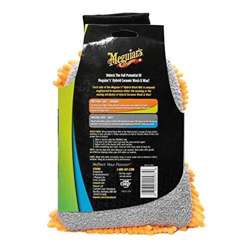 Meguiar's Hybrid Wash Mitt, Dual Sided for Washing and Waxing, Clear Coat Safe and Reusable - 1 Mitt