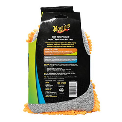 Meguiar's Hybrid Wash Mitt, Dual Sided for Washing and Waxing, Clear Coat Safe and Reusable - 1 Mitt