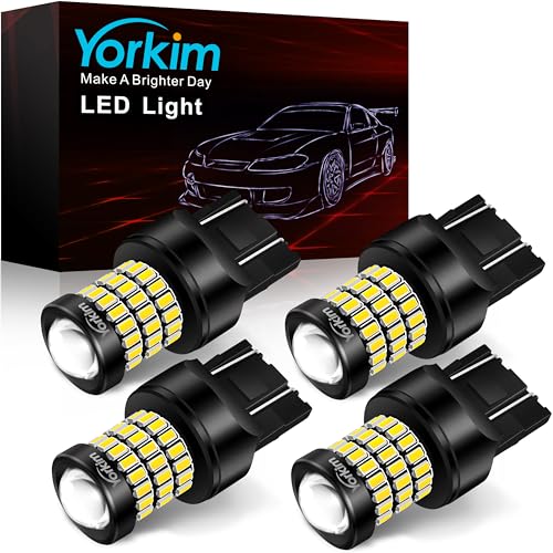 Yorkim 7440 Led Bulb White 7443 Led Reverse Lights Bulb with Projector 7441 w21w t20 Led Bulb with Projector for Backup Light,Tail Light,Brake Parking,License Plate Light,Pack of 4 - color: White, size: 7443/7440