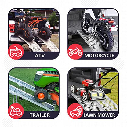 PENSUN Truck Loading Ramps with Support Legs, 7.5FT Aluminum Folding Ramps with 2650lbs Max Loading, Upgraded ATV Loading Ramps for Pickup Truck, Motorcycles, Dirt Bikes, Lawnmowers, Snowblower / 2Pcs