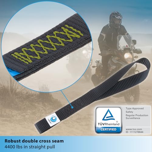 valonic Falcon - Soft Loop tie Down Straps - 4 Pack, 4400lbs, 1" x 12", Double Stitched, Black - for Motorcycle Handlebar - size: 1 ft