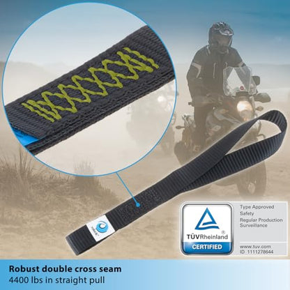 valonic Falcon - Soft Loop tie Down Straps - 4 Pack, 4400lbs, 1" x 12", Double Stitched, Black - for Motorcycle Handlebar - size: 1 ft