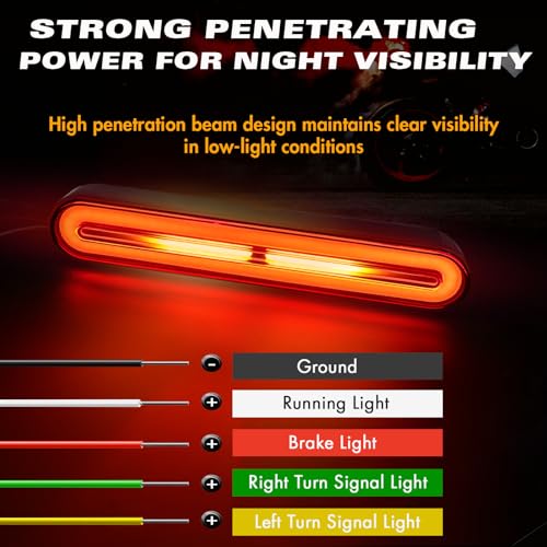 Alopee 9" Universal Motorcycle Tail Light with Turn Signals 10V-30V 3-in-1 Waterproof Motorcycle Brake Light Used for Chopper, Truck, ATV, UTV, ADV, Pick-up and Golf Cart (with 1 Wrench) - size: 9 Inch-Tail Light