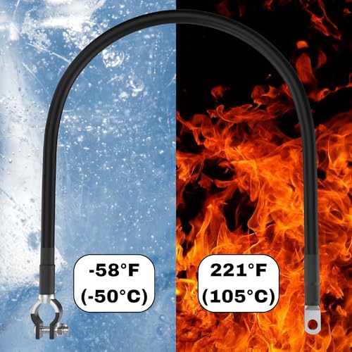 2 AWG Battery Cable with Battery Terminals, Pure Copper Wire, Automotive, Power Inverter, Welding, Golf Cart, Lawn Mower, Motorcycle (Black Wire, 1 FT (12 in), 5/16" to Top Post Neg, 1pc) - color: Black, size: 1 FT 5/16 TO TOP POST NEGATIVE