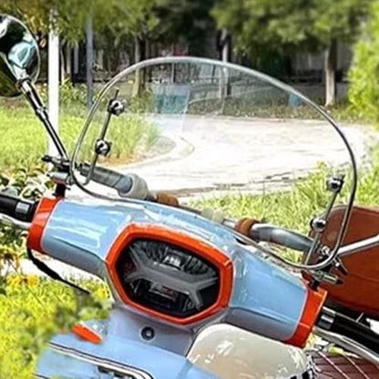 Motorcycle Windshield, Retro Front Wind Deflector, Multi-Purpose Motorcycle Windshield Screens, Clear Motorcycle Windscreen Extension Spoiler for Most Motorcycle, Electric Car, Scooter