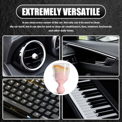 Car Detailing Brushes, Car Cleaning Brush, Auto Interior Soft Bristles Curved Cleaning Brush, Auto Detailing Dusting Tool Universal for Dashboard Air Conditioner Vent Computer (Pink Brown) - color: Pink Brown