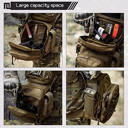Drop Leg Bag for Men Women Military Tactical Thigh Pack Pouch Multifunctional Tactical Package Outdoor Hiking Thigh Bag - color: Coyote Brown