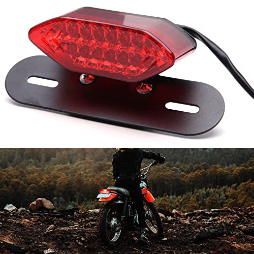 DREAMIZER Motorcycle Tail Light Integrated Running Lamp Brake&Turn Signal Light with License Plate Bracket Compatible With Motorcycle Street Bike Cruiser Chopper And More - color: Red