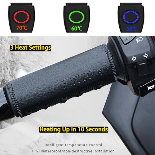 USB Motorcycle Heated Grips Covers, 5V Heating Handlebar Compatible with Harley Davidson, 3 Heat Settings & IP67 Waterproof ATV 4 Wheeler Hand Warmers - color: 5v USB