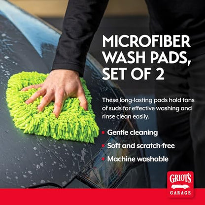 Griot's Garage Microfiber Wash Pads for Car Wash and Detailing, Soft and Ultra-Absorbent for Gentle Auto Cleaning, Machine-Washable, 8" x 10", Set of 2, 11290 - style: Pads (Set of 2)