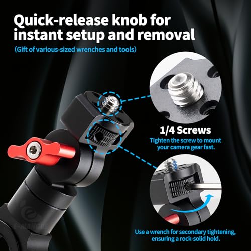 Motorcycle Bike Handlebar Mount for Insta360, 360° Adjustable Aluminium Alloy Rod, Bike Selfie Stick Handlebar Mount for Insta360 X4 X3 X2 X ONE RS R,GoPro (1/4 Threads)