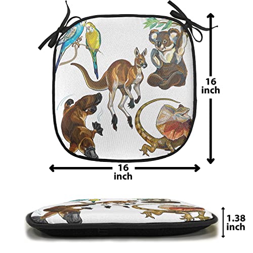 Lunarable Tropical Chair Cushion Pad, Koala Family on Dotted Spotted Background Marsupial Mascots of Mother Earth, Seat Padding for Kitchen & Patio with Anti-Slip Backing, 16"x16", Grey and Blue - color: Grey and Blue, size: Pack of 1