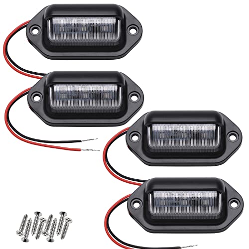 4PCS Red LED License Plate Light, 12V-24V DC Waterproof 6-SMD License Plate Lamp Taillight, Universal for Truck SUV Trailer Van RV Boats as Step Courtesy Light, Dome/Cargo Lights or Under Hood Light - color: Red, size: 4pcs LED license plate light