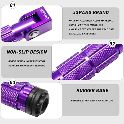 Universal Motorcycle Bicycle Folding Passenger Foot Pegs M8 Rearsets Rear Set Footrests Footpeg Foot Rest Peg Pedals For Bike Install Hole 8mm (A-ZDJT-012-Purple) - color: A-ZDJT-012-Purple