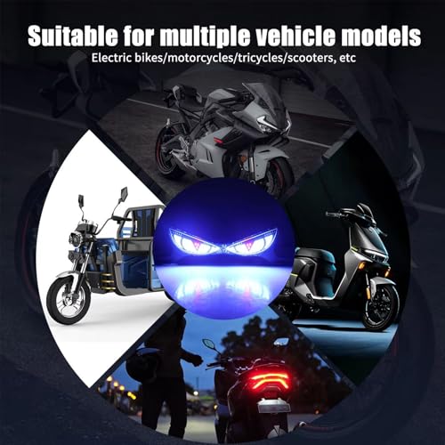 Motorcycle Brake Light, High Visibility Safety Lamp, 19x5x0.5cm, Eye Shape License Plate Lamp, License Plate LED Light, Sturdy And Weather Resistant, For Night Riding, Daily Commuting, Cycling, Travel - color: Snake eye lamp - ice blue + red flash